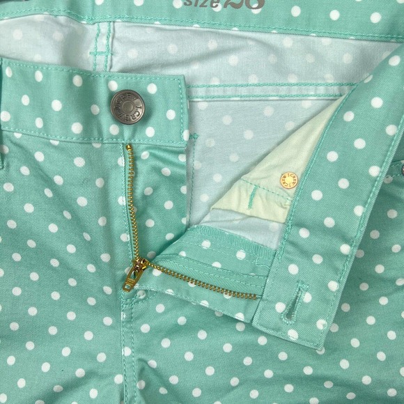 J Crew Jeans Womens 28 Mint Green Cropped‎ Matchstick Polka Dot Denim Pants NEW - Picture 4 of 13